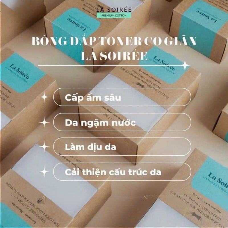 Bông Đắp Lotion Mask La Soirée With Organic Cotton 200 Miếng