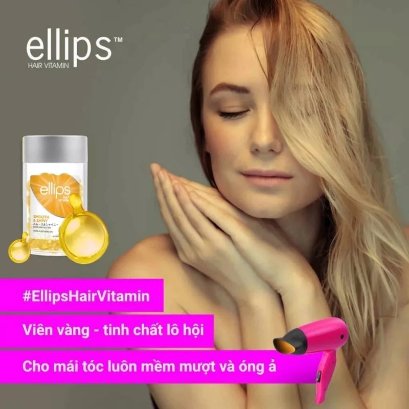 Viên Dưỡng Tóc Ellips Hair Vitamin (Hủ 30 Viên) - Smooth & Shiny (Vàng)