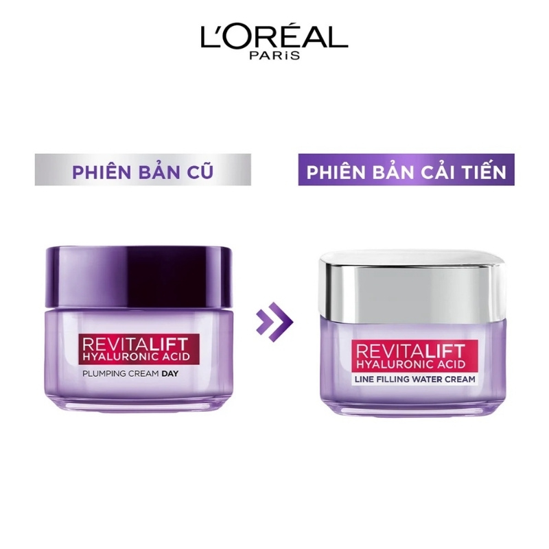 Kem Dưỡng Da L'Oreal Paris Revitalift Hyaluronic Acid Line Filling Water Cream Siêu Cấp Ẩm, Căng Mịn Da