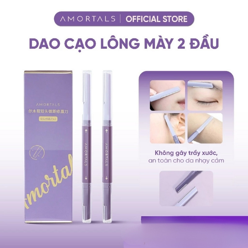 Bộ 2 Dao Cạo Lông Mày 2 Đầu Amortals Double Headed Macro Eyebrow Razor