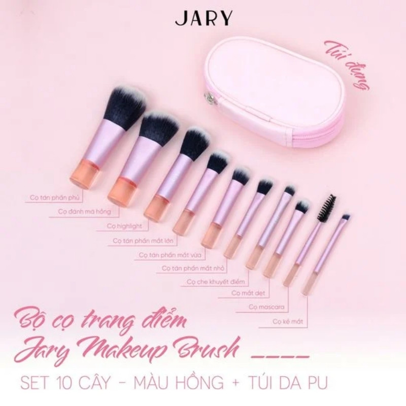 Bộ Cọ Jary Makeup Set 10 Cây Pink