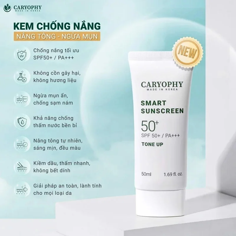 Kem Chống Nắng Caryophy Nâng Tông Smart Sunscreen Tone Up SPF50+/PA+++ 50ml - hình 3