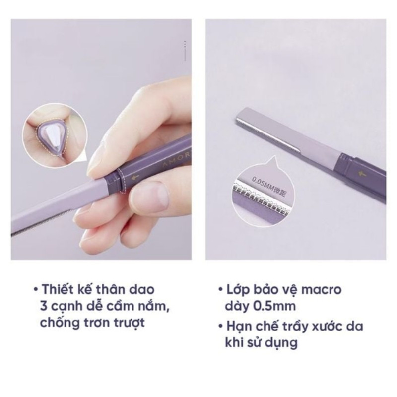 Bộ 2 Dao Cạo Lông Mày 2 Đầu Amortals Double Headed Macro Eyebrow Razor