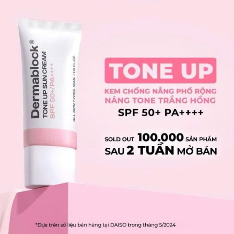 Kem Chống Nắng Dermablock Tone Up Pink Brightening Sun Cream SPF50+ 35ml