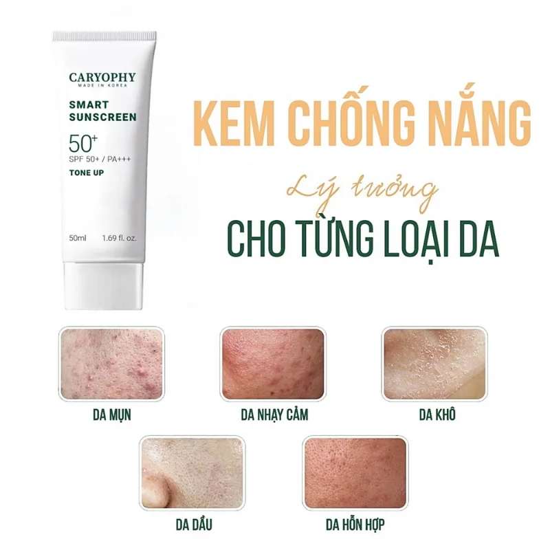 Kem Chống Nắng Caryophy Nâng Tông Smart Sunscreen Tone Up SPF50+/PA+++ 50ml - hình 4