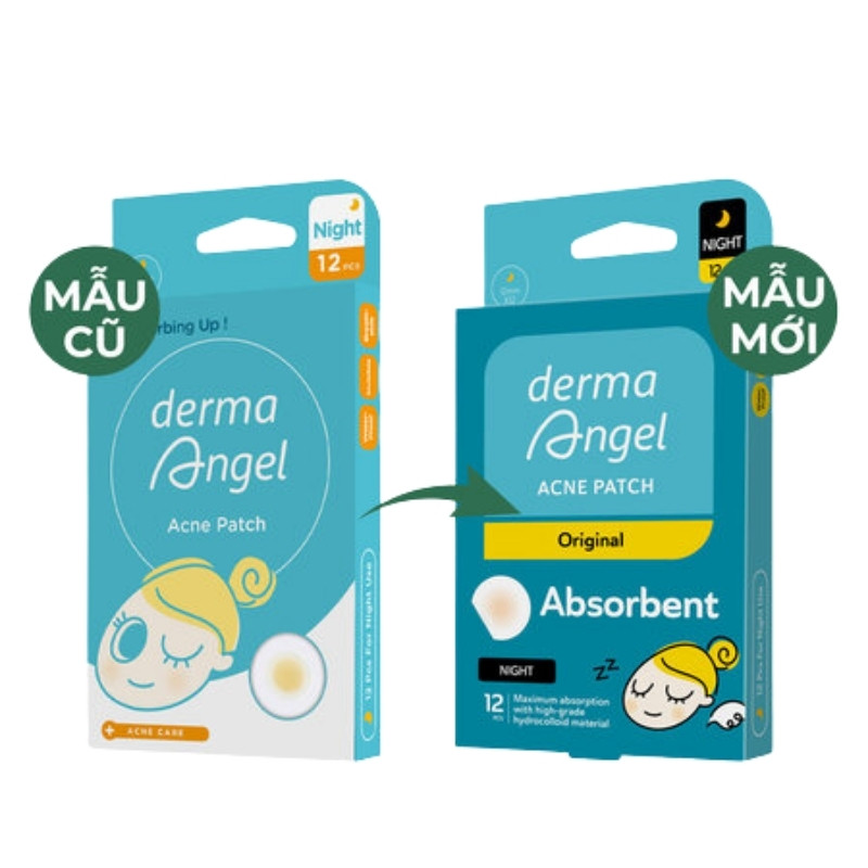 Miếng Dán Mụn Ban Đêm Derma Angel Acne Patch Original Absorbent (12 Miếng)
