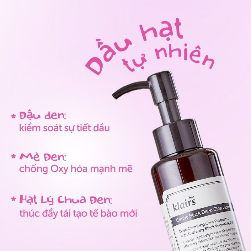 Dầu Tẩy Trang Klairs Làm Sạch Sâu Gentle Black Deep Cleansing Oil