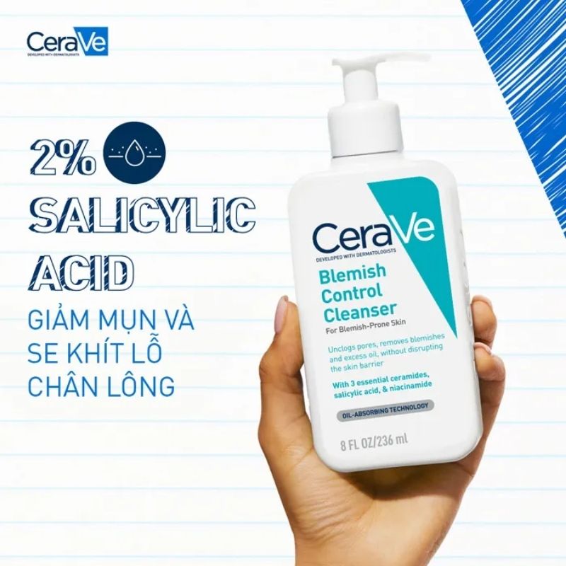 Sữa Rửa Mặt Ngừa Mụn Dành Cho Da Dầu Da Mụn Cerave Blemish Control Cleanser
