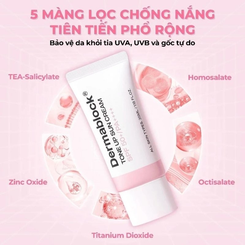 Kem Chống Nắng Dermablock Tone Up Pink Brightening Sun Cream SPF50+ 35ml
