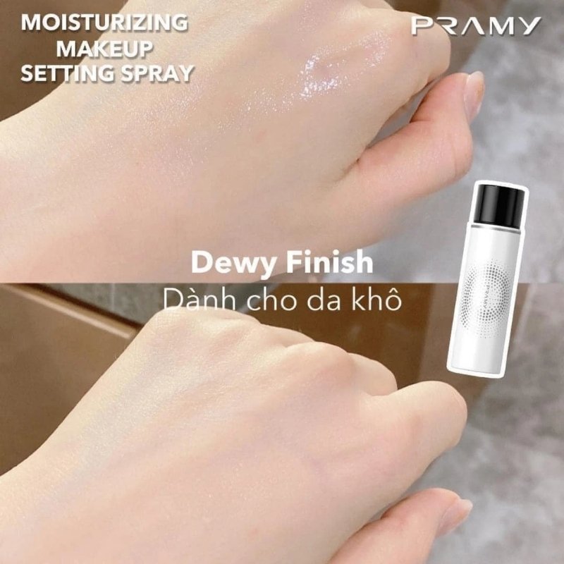Xịt Khoá Nền Pramy Moisturizing Makeup Setting Spray Dewy Finish (Trắng)