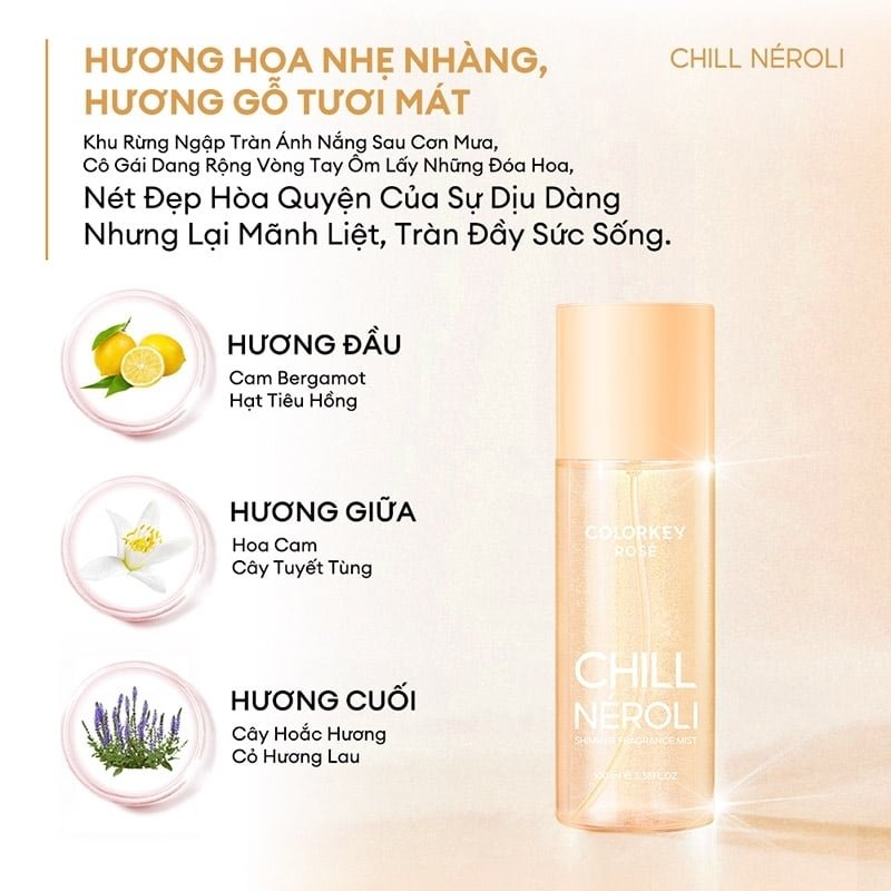 Xịt Thơm Toàn Thân Colorkey Rosé Shimmer Fragrance Mist 100ml