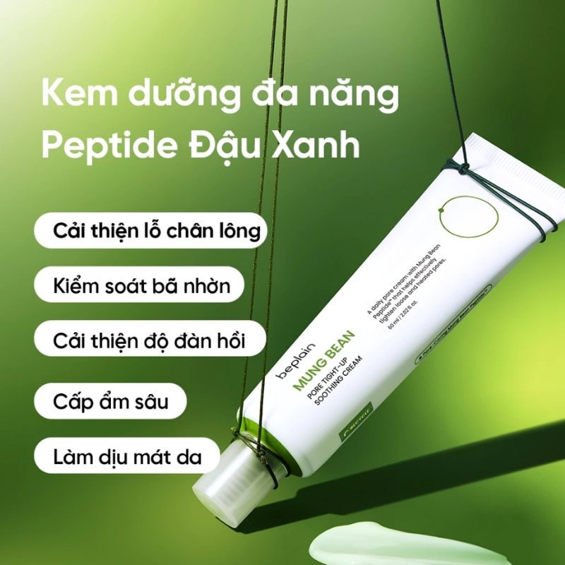 Kem Dưỡng Beplain Mung Bean Pore Tight-Up Soothing Cream 60ml