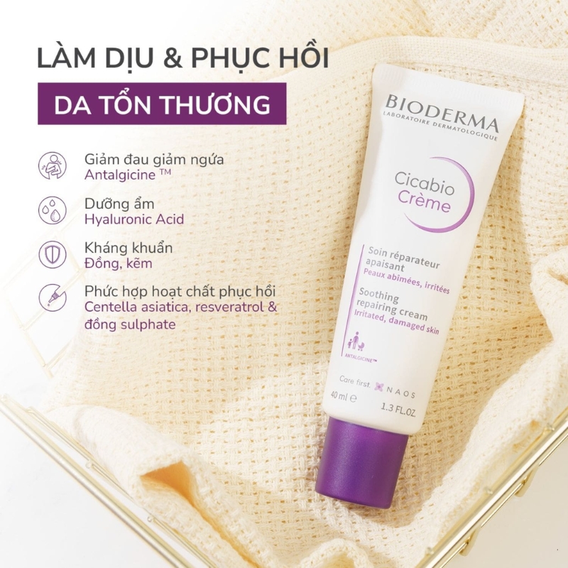 Kem Dưỡng Phục Hồi Da Bioderma Cicabio Creme (Nhập Khẩu)