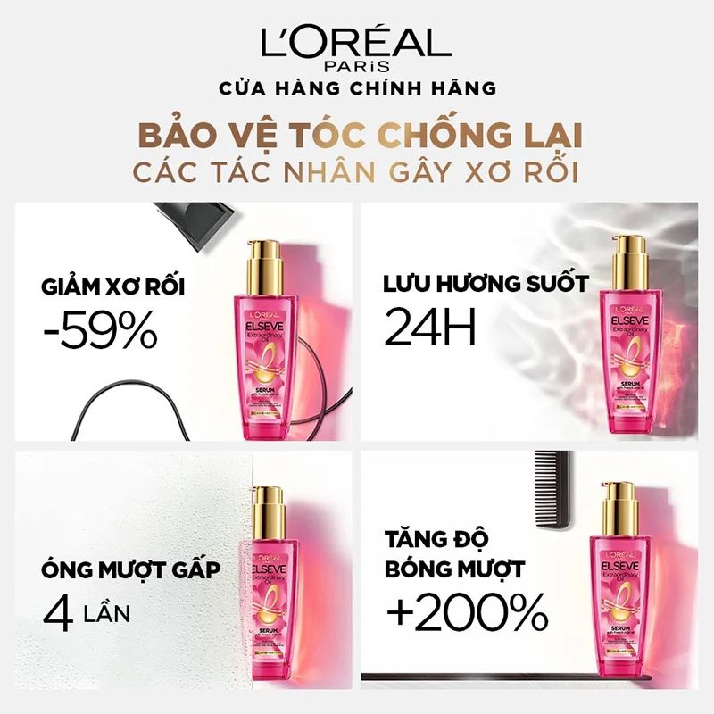 Dầu Dưỡng Tóc Chiết Xuất Hoa Hồng L'Oreal Paris Elseve Extraodinary Oil Serum 100ml