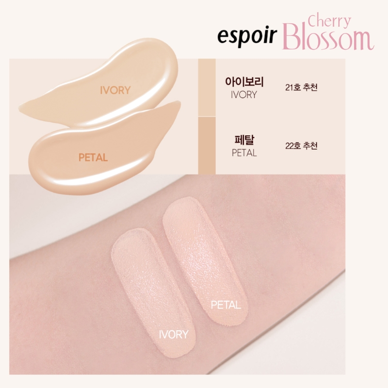 Phấn Nước 2 Lõi Espoir Pro Tailor Be Velvet Cover Cushion SPF34+ (Cherry Blossom Edition) - 21 Ivory
