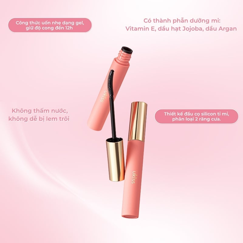 Mascara Giúp Cong Lông Mi, Chống Thấm Nước Lâu Trôi Ukiss Fireworks Plum 5g