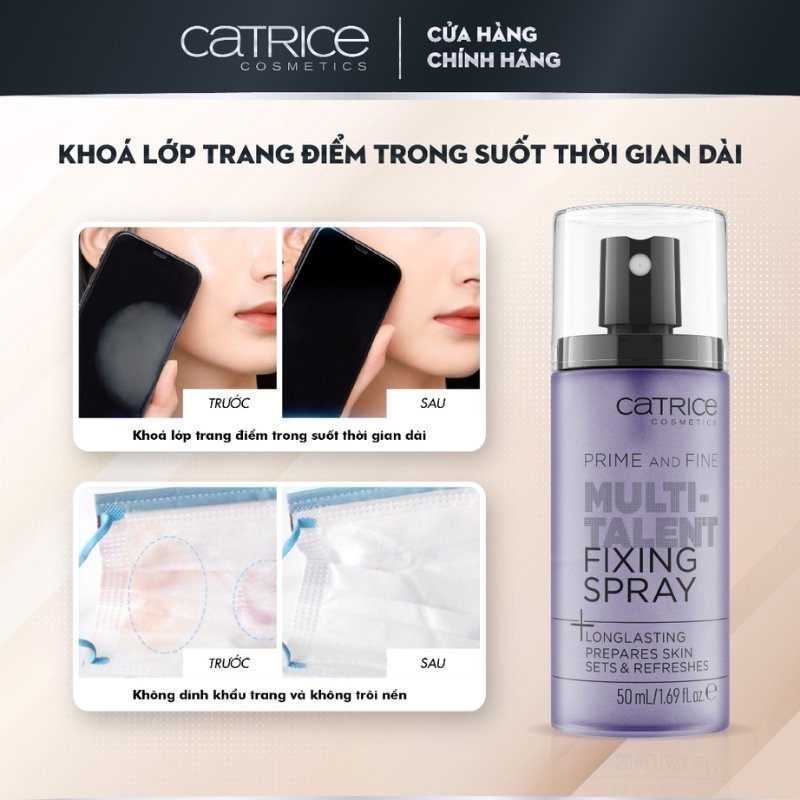 Xịt Khoáng Khóa Nền Catrice Prime And Fine Multitalent Fixing Spray 50ml (Mẫu Mới) (Nhập Khẩu)