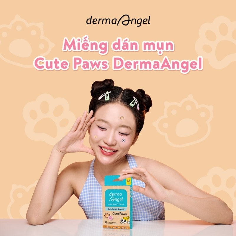 Miếng Dán Mụn Vui Nhộn Derma Angel Cute Paws Acne Beauty Patch 12 Miếng