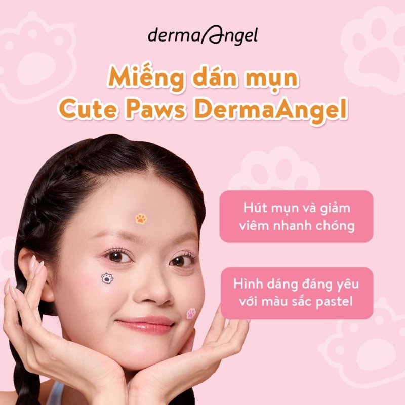 Miếng Dán Mụn Vui Nhộn Derma Angel Cute Paws Acne Beauty Patch 12 Miếng
