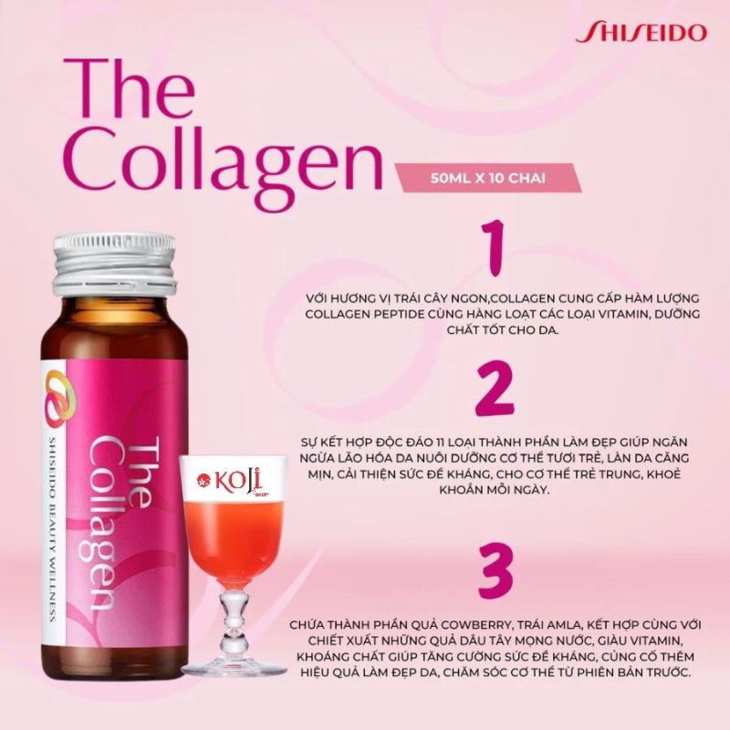 Nước Uống Bổ Sung The Collagen Shiseido Beauty Wellness (50ml x 10 lọ) (Mẫu Mới)