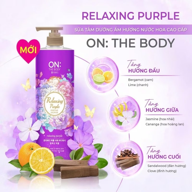 Sữa Tắm On:The Body Perfume Shower Body Wash 1000g - Relaxing Purple