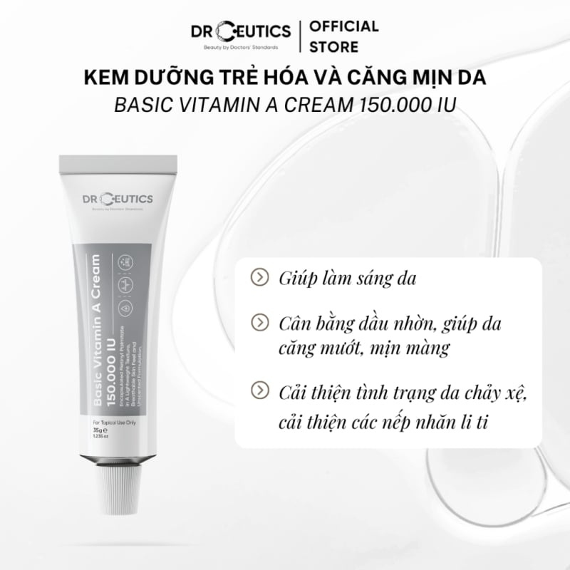Kem Dưỡng Làm Sáng Da DrCeutics Vitamin A Cream 200.000 IU 35g