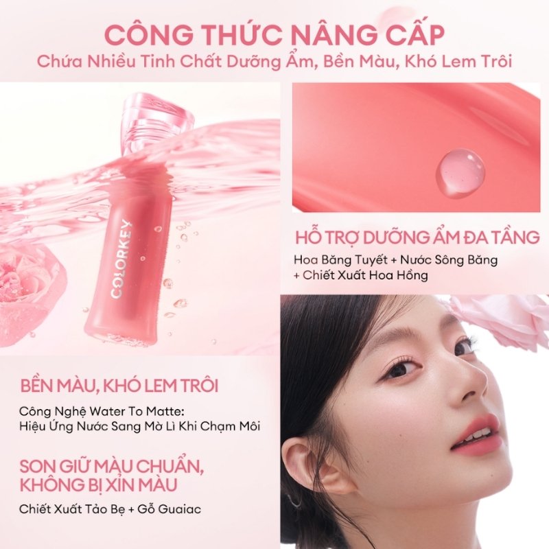 Son Kem Bóng Colorkey Soft Matte Water Tint 2,5g- P307 Cánh Hồng Khô