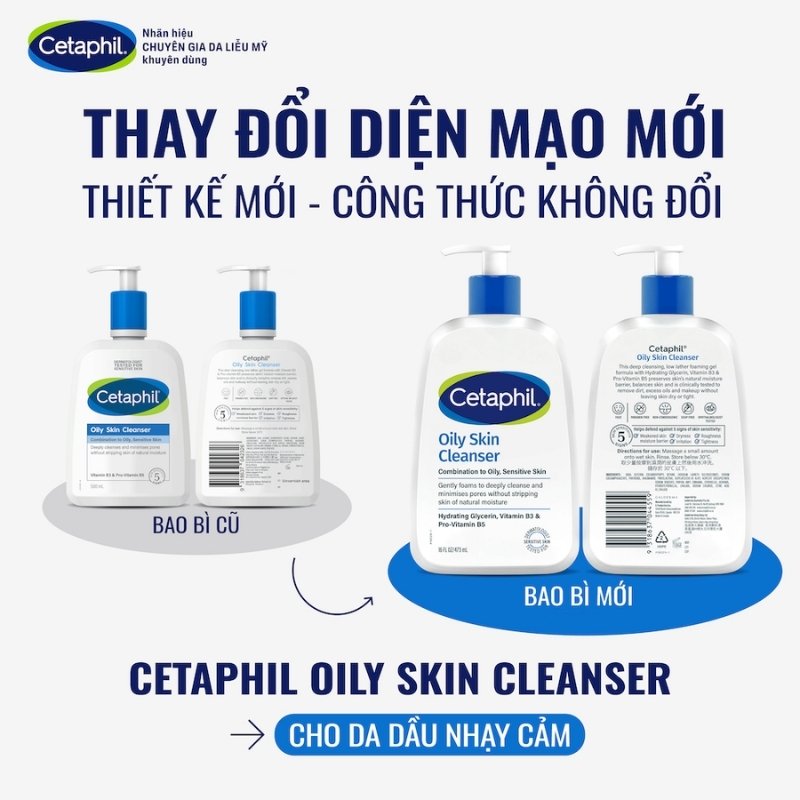 Sữa Rửa Mặt Dịu Nhẹ Không Xà Phòng Cetaphil Oily Skin Cleanser (Da Dầu) (Mẫu Mới) - 473ml
