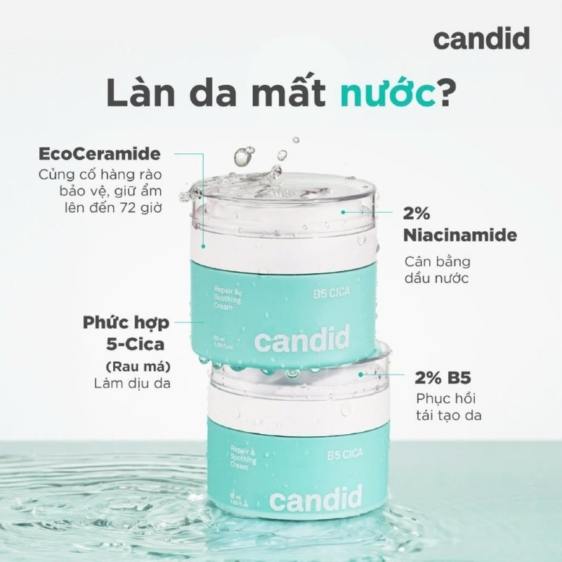 Kem Dưỡng Dưỡng Ẩm, Làm Dịu Da Candid B5 Cica Repair & Soothing Cream 10ml