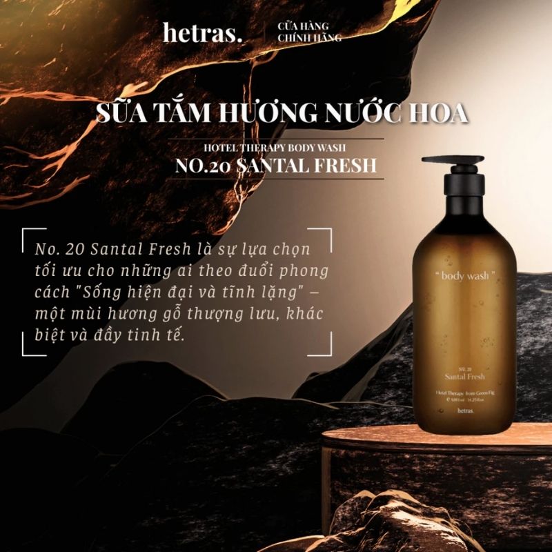 Sữa Tắm Hương Nước Hoa Hetras Hotel Therapy Body Wash 1013ml - No.20 Santal Fresh
