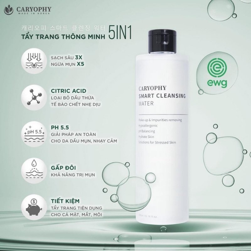 Nước Tẩy Trang Caryophy Smart Cleansing Water 500ml