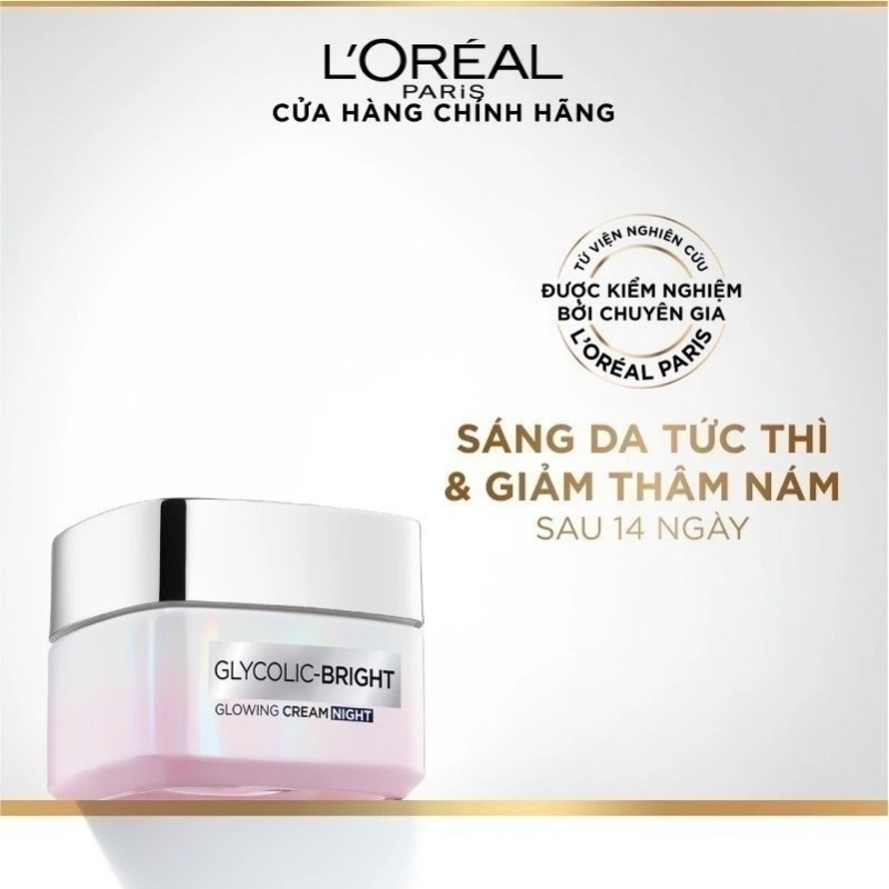 Kem Dưỡng Sáng Da Ban Đêm L'Oreal Glycolic + Niacinamide Bright Glowing Cream Night (Mẫu Mới)