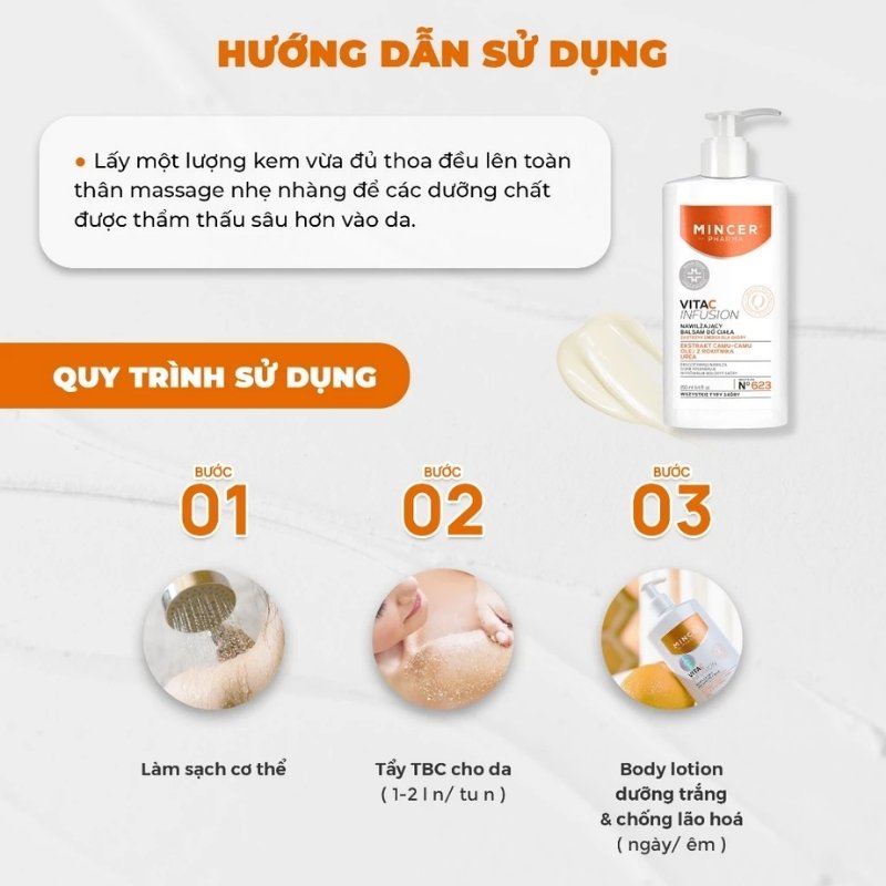 Sữa Dưỡng Thể Dưỡng Trắng & Chống Lão Hóa Mincer Pharma Vita C Infusion 250ml