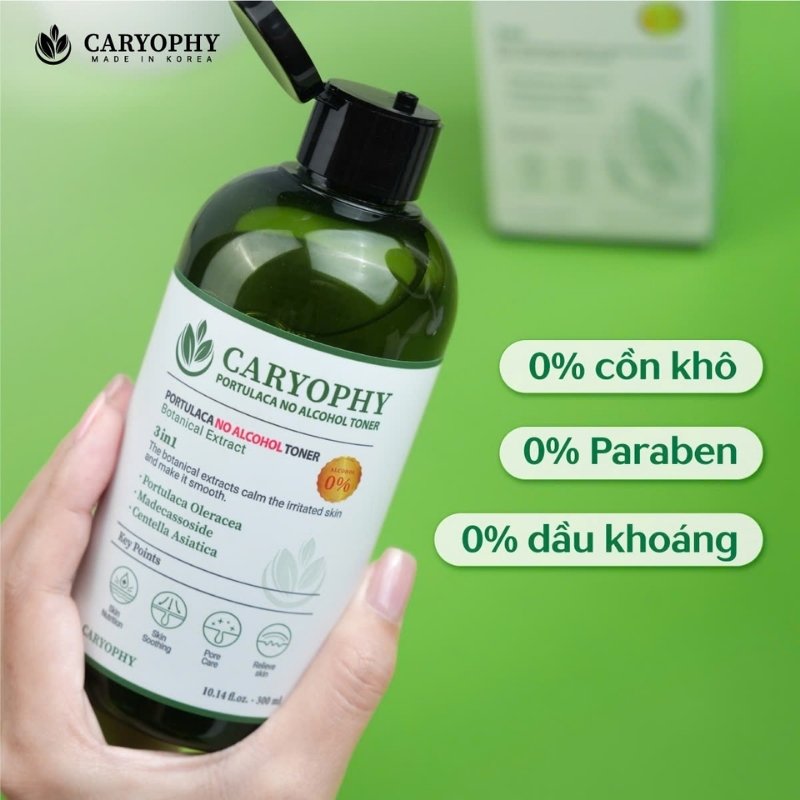 Nước Hoa Hồng Caryophy Ngừa Mụn Kiềm Dầu Giảm Thâm Portulaca Toner 300ml