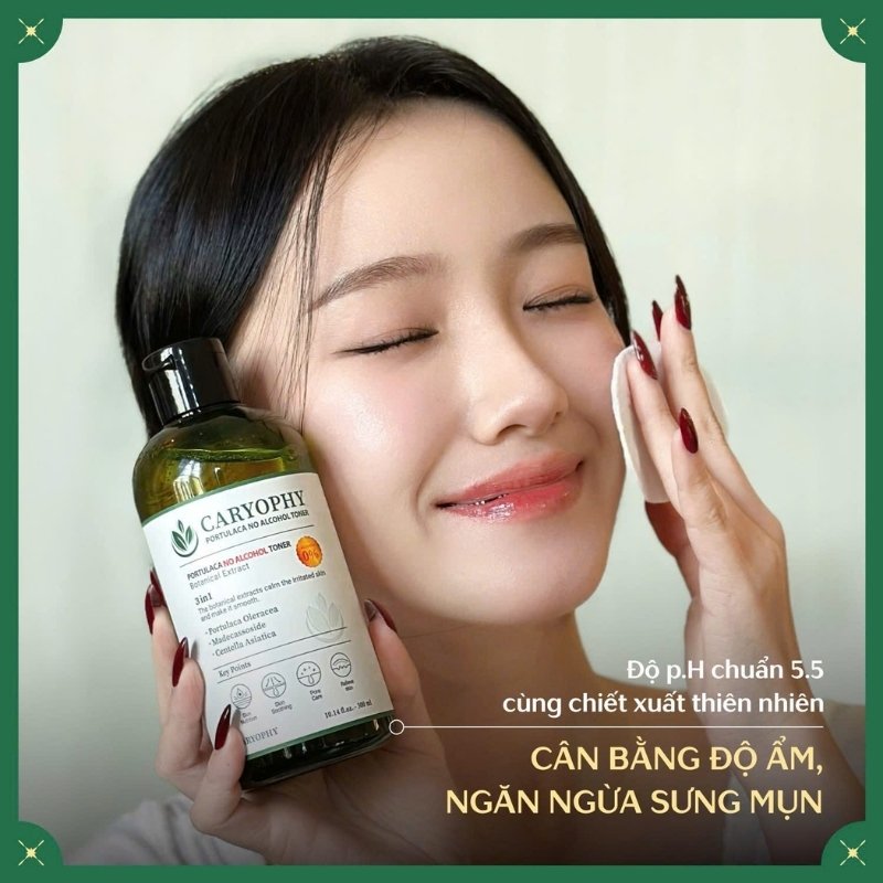 Nước Hoa Hồng Caryophy Ngừa Mụn Kiềm Dầu Giảm Thâm Portulaca Toner 300ml