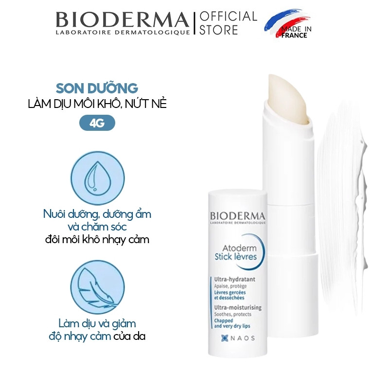 Son Dưỡng Môi Bioderma Atoderm Levres 4g (Nhập Khẩu)