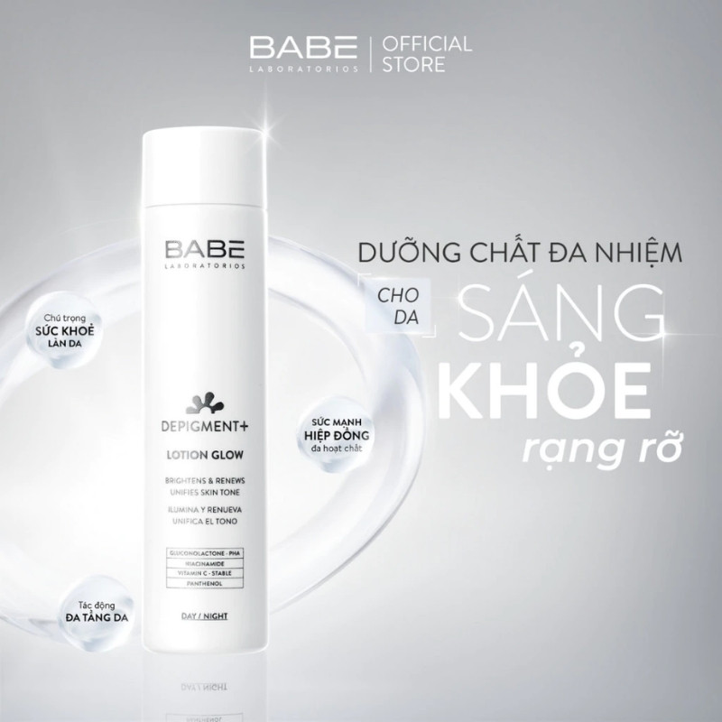 Nước Hoa Hồng Làm Sáng Da Giảm Thâm Nám Babe Depigment+ Lotion Glow 150ml