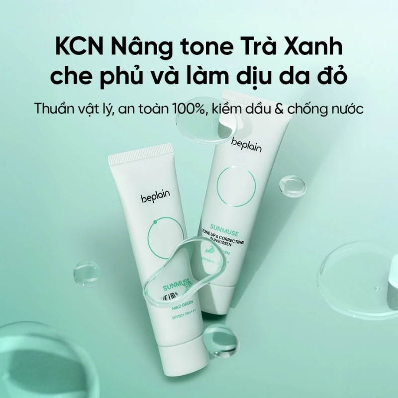 Kem Chống Nắng Beplain Sunmuse Tone Up & Correcting Sunscreen Mild Green SPF50+ 50ml (Xanh Ngọc)