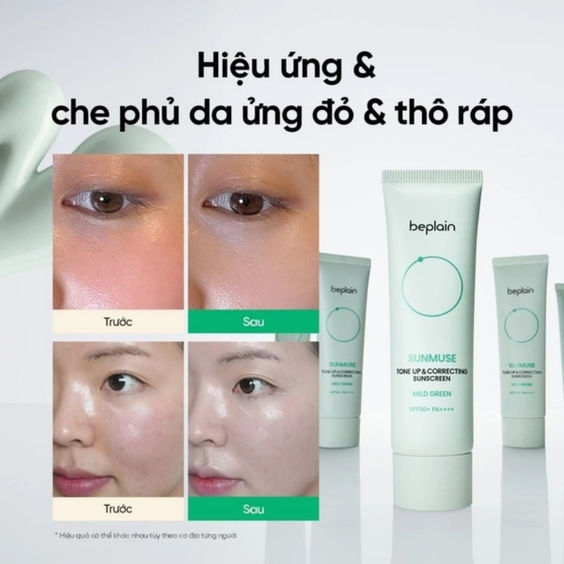 Kem Chống Nắng Beplain Sunmuse Tone Up & Correcting Sunscreen Mild Green SPF50+ 50ml (Xanh Ngọc)