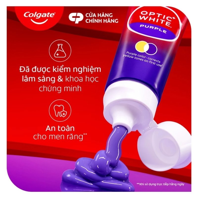 Kem Đánh Răng Công Nghệ Sắc Tím Trắng Sáng Colgate Optic White Purple