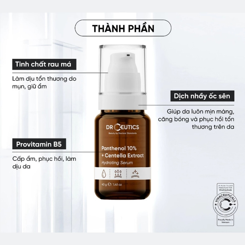 Serum Cấp Ẩm Và Phục Hồi Da DrCeutics Panthenol 10% + Centella Extract Hydrating 40g