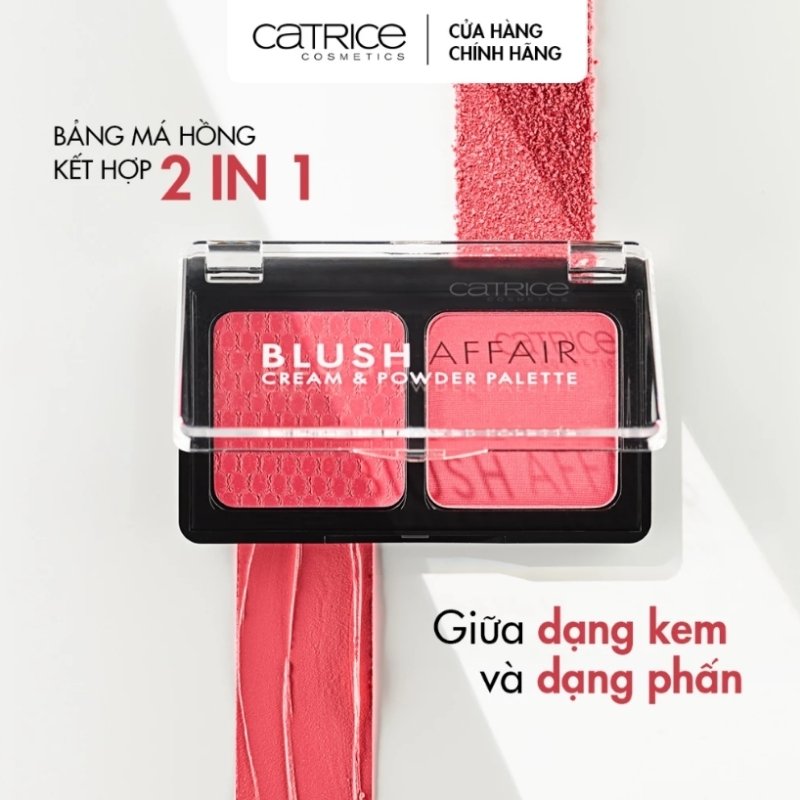 Bảng Phấn Má hồng Và Phấn Phủ Catrice Cosmetics Blush Affair Cream & Powder Palette - 010 Stunning Strawberry