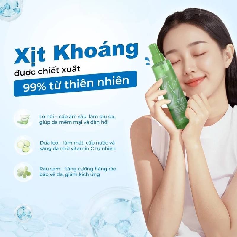 Xịt Khoáng Arumtown Aloe Vera Soothing Mist 98% 118ml