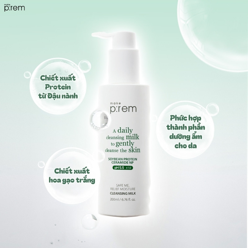 Sữa Tẩy Trang Make P:rem Safe Me Relief Moisture Cleansing Milk