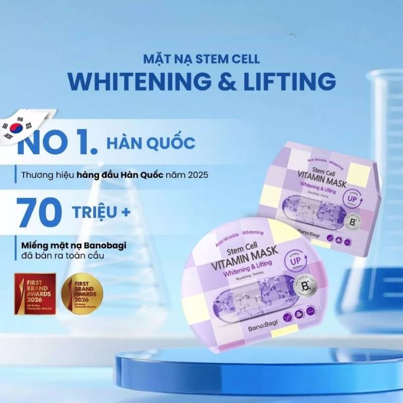Mặt Nạ Giấy Banobagi Stem Cell Vitamin Mask Whitening & Lifting (Dưỡng Sáng, Săn Chắc Da)