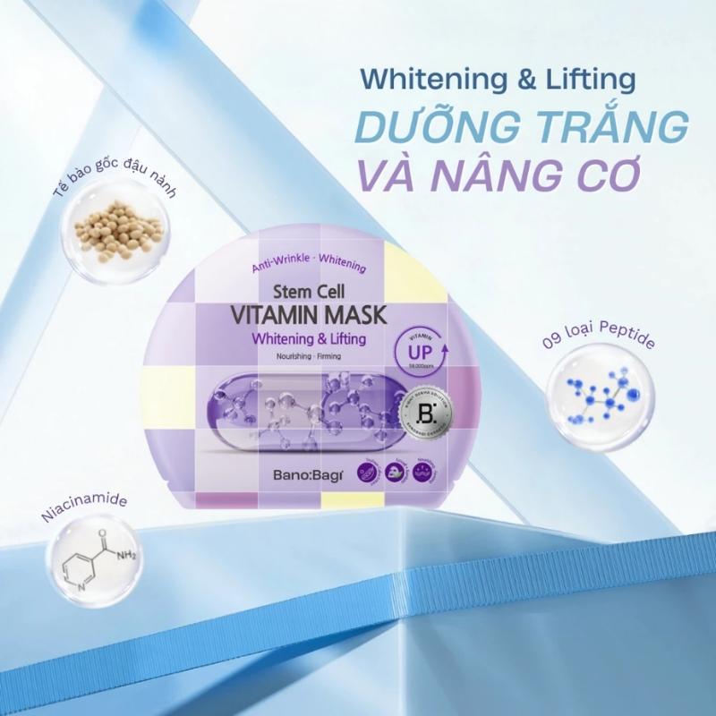 Mặt Nạ Giấy Banobagi Stem Cell Vitamin Mask Whitening & Lifting (Dưỡng Sáng, Săn Chắc Da)