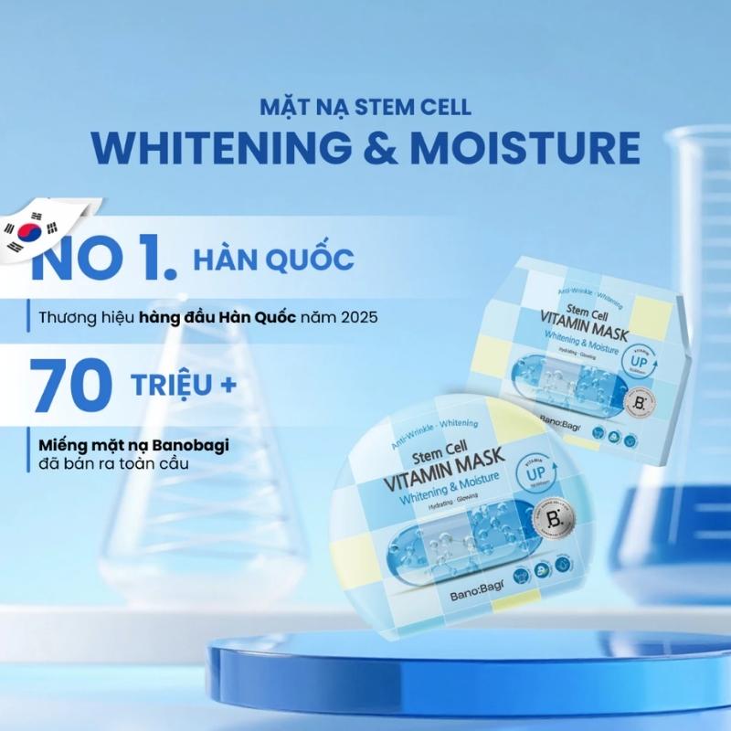 Mặt Nạ Giấy Banobagi Stem Cell Vitamin Mask Whitening & Moisture (Dưỡng Sáng, Cấp Ẩm)