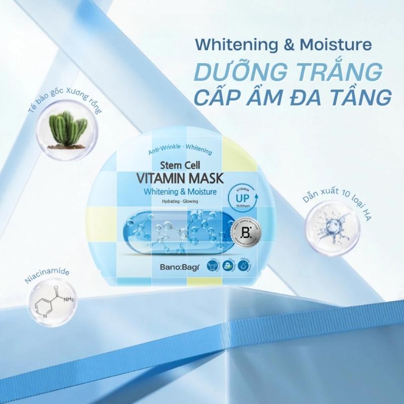 Mặt Nạ Giấy Banobagi Stem Cell Vitamin Mask Whitening & Moisture (Dưỡng Sáng, Cấp Ẩm)
