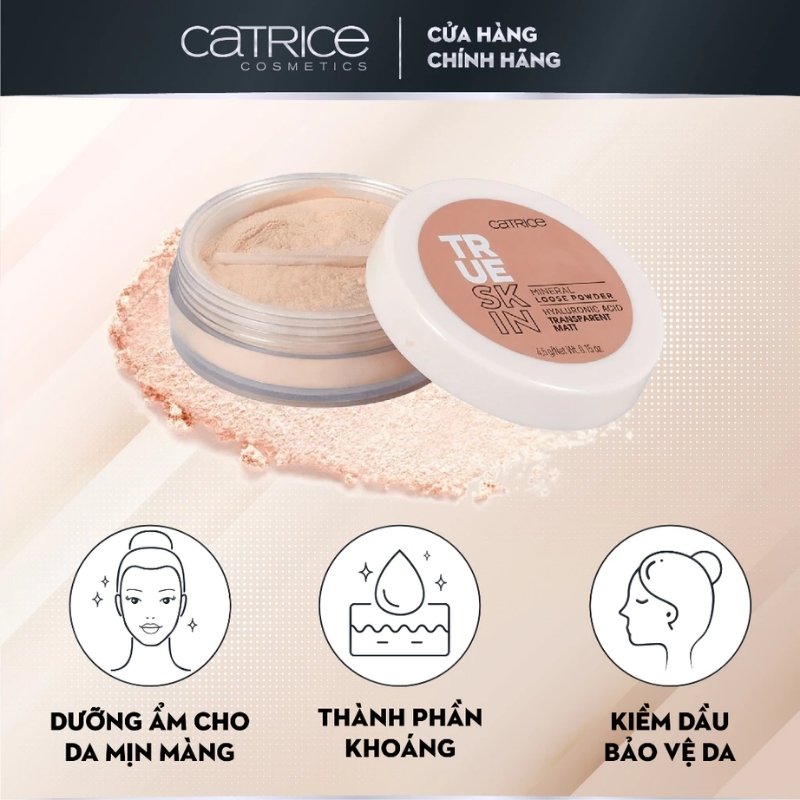Phấn Phủ Dạng Bột Catrice True Skin Mineral Loose Powder 4,5g - 010 Transparent Malt