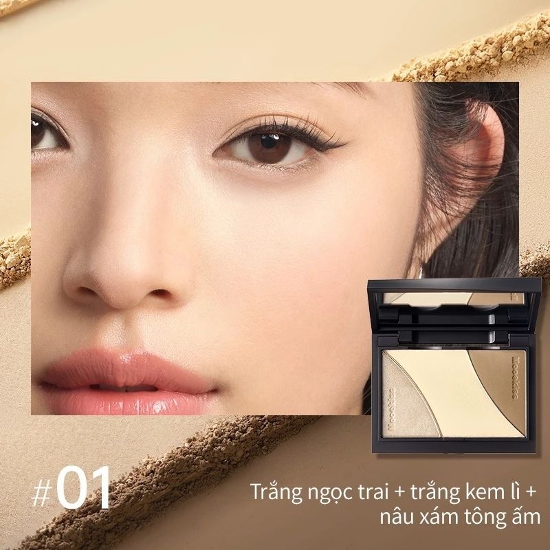 Bảng Phấn Tạo Khối 3 Màu Mooekiss Three-Color Contouring Palette 16.5g - 01